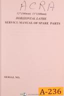 Acra 12" & 13", Horizontal Lathe, Service Manual of Spare Parts